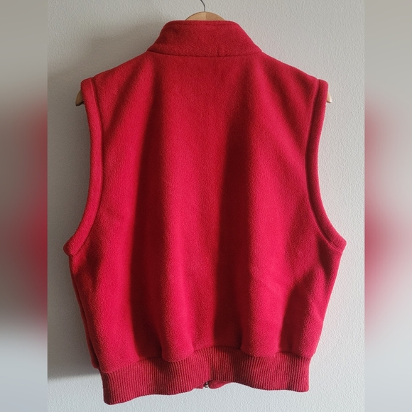 90s Liz Claiborne zipper detailed full zip fleece vest Women's large true red - Picture 5 of 7